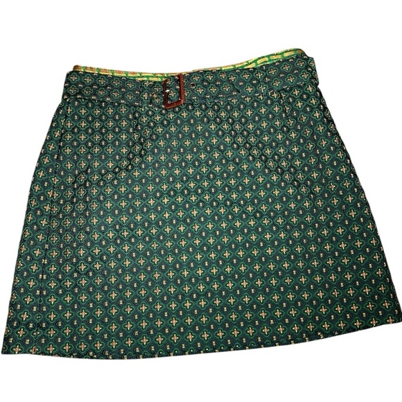 Urban Outfitters UO Peggy Belted green and gold brocade Mini Skirt size SP - Picture 7 of 13